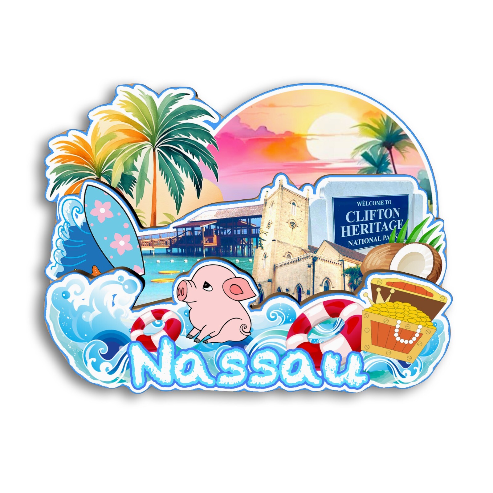 Nassau Bahamas Refrigerator magnet 3D travel souvenirs wood craft gifts