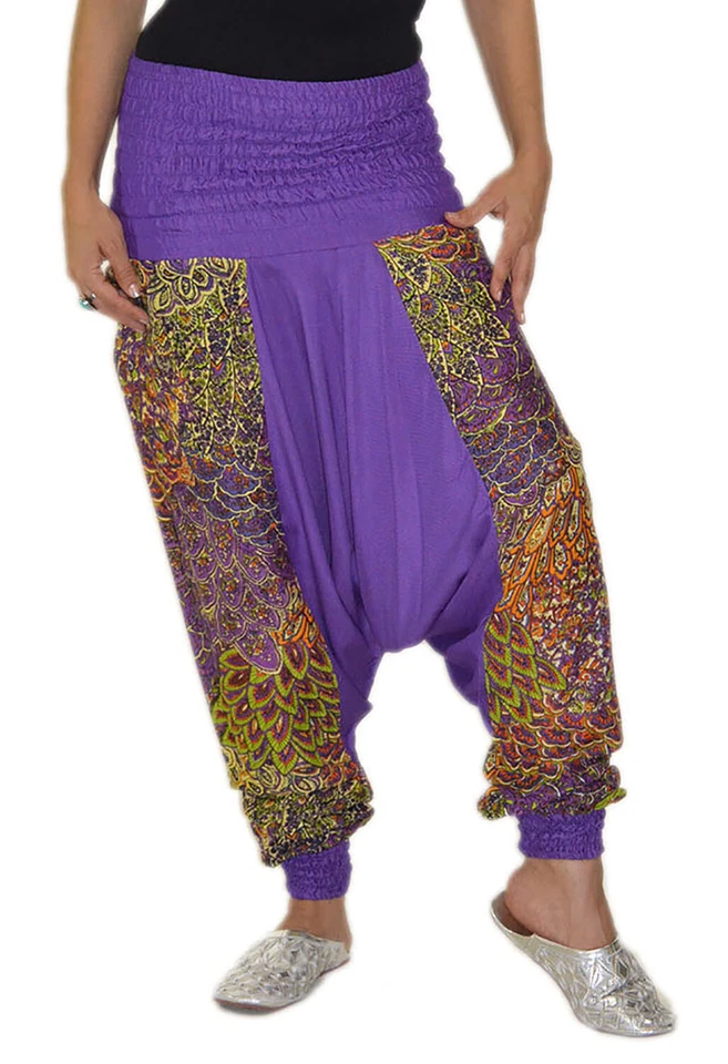 Pantalones Harén Yoga Pantalón Informal Cómodo Satén Talla Única Púrpura Foto 3 de 4