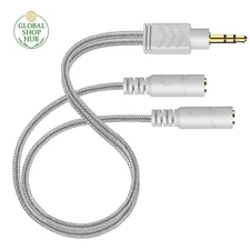 Headphone Splitter, AUX Splitter Cable for Headset Knitted 3.5Mm Splitter 2-Way 