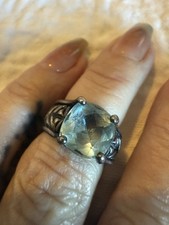 Vintage Sterling Silver Marked 925 Roundish Shaped Blue Topaz Ring
