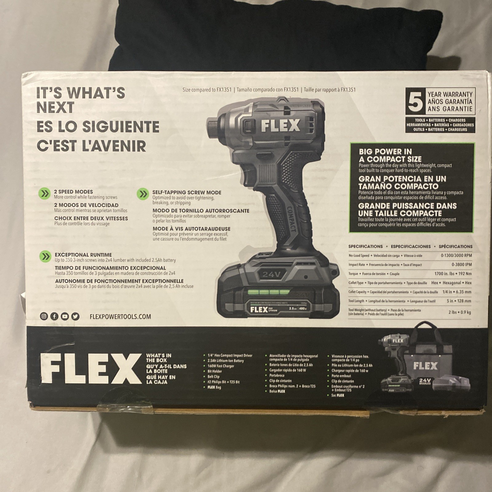 NEW Kit Flex FX1331-1A 24V 1/4 Hex Compact Cordless Impact Driver  2.5Ah Battery