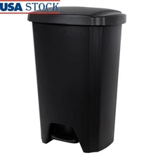 Hands-Free Step Trash Can W/ Soft Close Indoor Wastebasket Kitchen Cleanup New