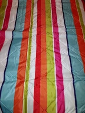 2014 AVON On The Go Picnic Blanket Multicolor Stripe 49" X 59" Blue Zipped Cover