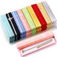 36 Pcs Jewelry Gift Boxes with Ribbon Bow Empty Cardboard Jewelry Boxes Long ...