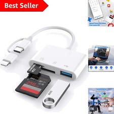 Plug and Play 3 in 1 Memory Card Adapter for iPhone - Simultaneous Transfers