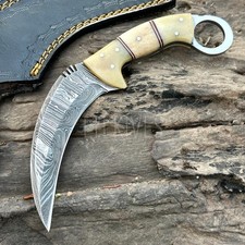 9'' Custom Damascus Karambit Knife – Tactical Self Defense Claw Outdoor Blade