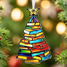 Christmas Book Lovers Gifts for Women Men - Metal Christmas Ornaments 2025 for T