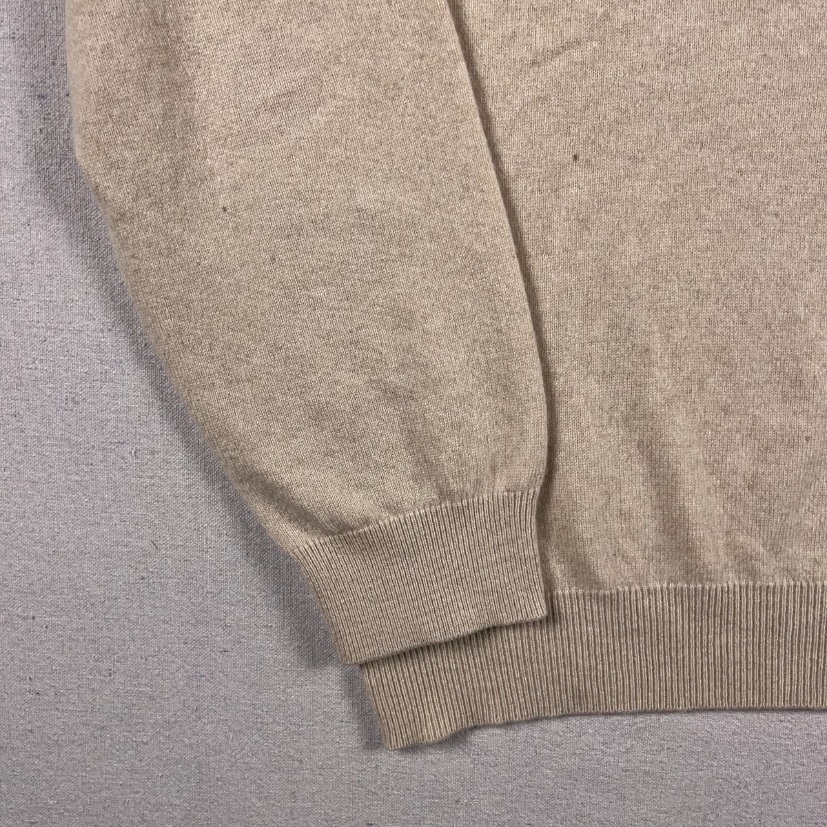 Ermenegildo Zegna Sweater Mens Large 52 Beige Wool Cashmere Blend V Neck Italy View 5