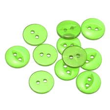 10pcs Green Round Sewing Buttons 12.5mm Resin 2-Hole Fish Eye Craft Button