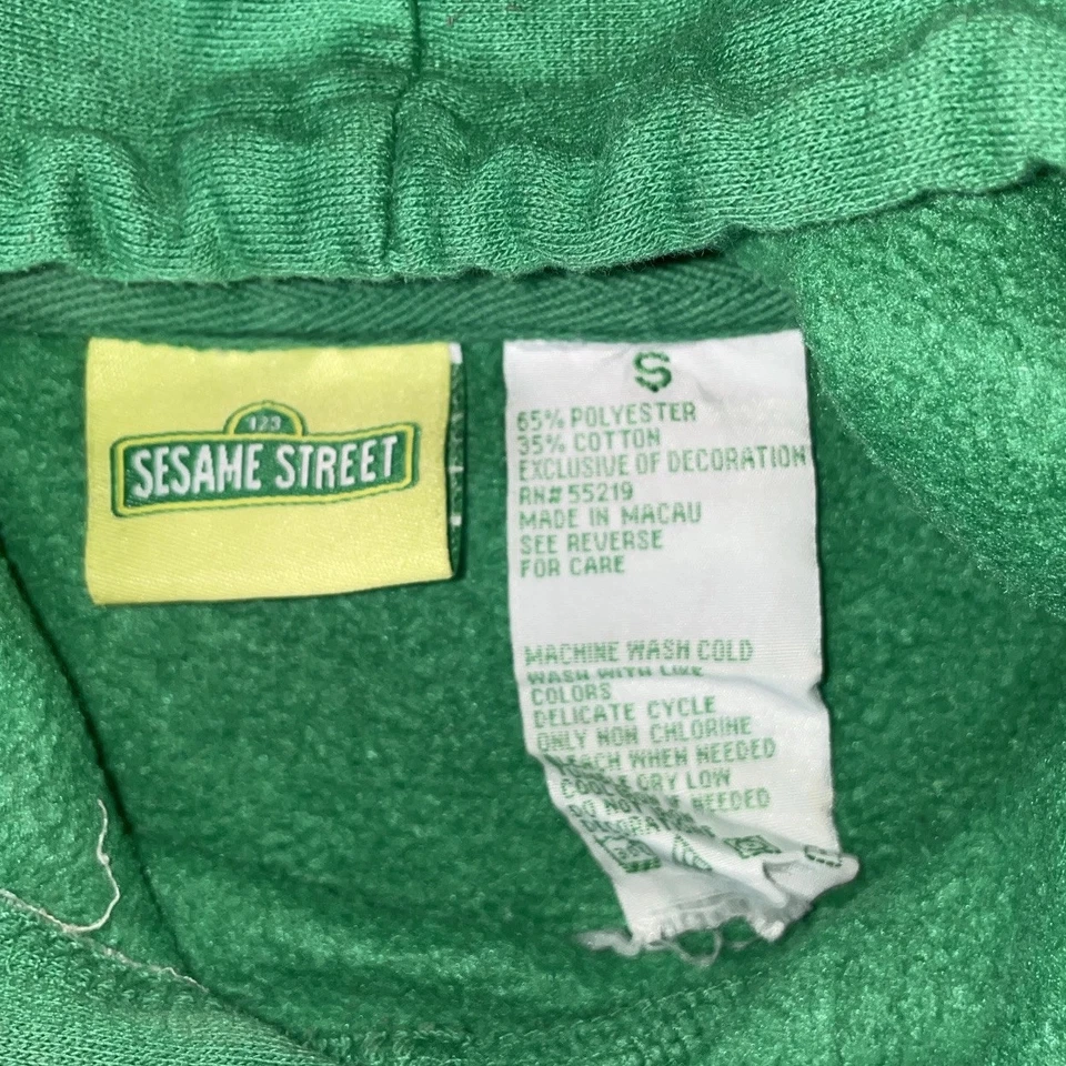 Sudadera con Capucha Verde Monstruo Galleta Plaza Sésamo Años 80 Jerry Leigh Pequeña Rara Foto 4 de 4