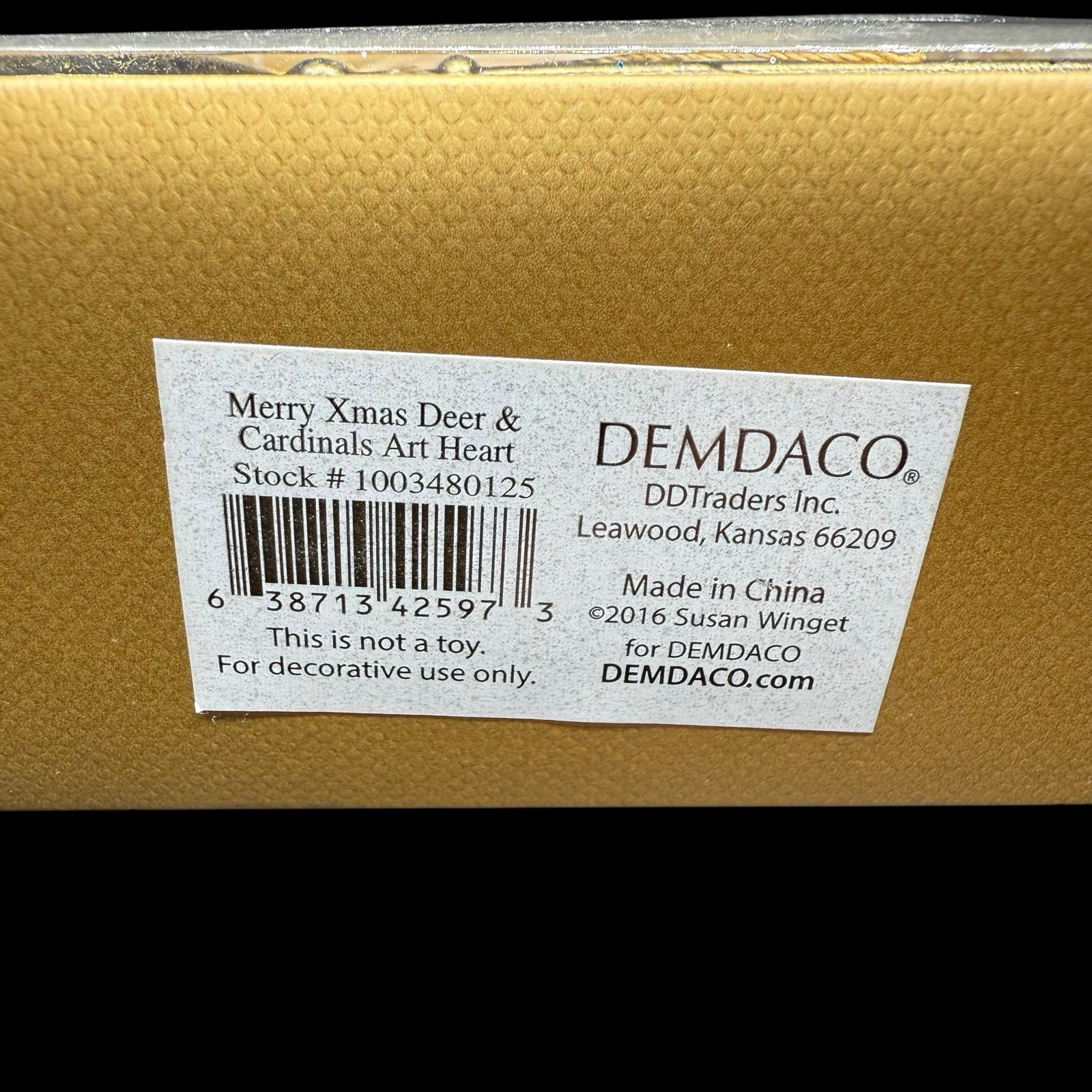 Demdaco Art Heart MERRY CHRISTMAS DEER CARDINAL With Key NEW In Box