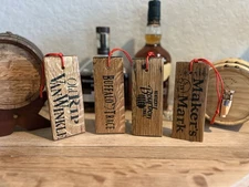 Set Of 4 - Bourbon Barrel Stave Christmas Ornaments Makers Mark Buffalo Trace