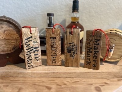 Set Of 4 - Bourbon Barrel Stave Christmas Ornaments Bourbon Gift Buffalo Trace