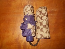 Coach Umbrella Mini Khaki Purple Compact Signature Tested No Sleeve Travel