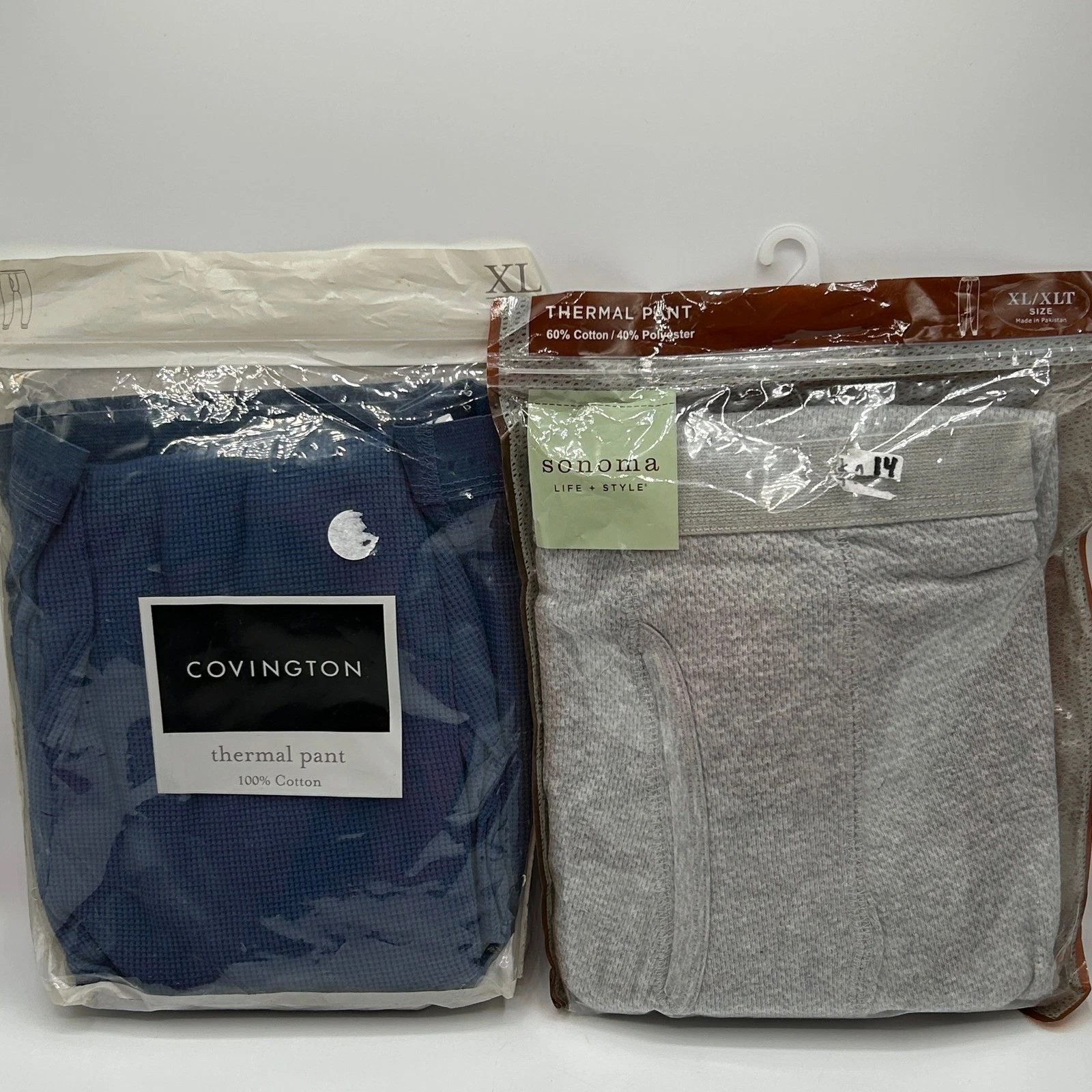 2 Lot Thermal Pants Covington Blue Sonoma Gray Men XL Waffle Knit Long Johns NWT