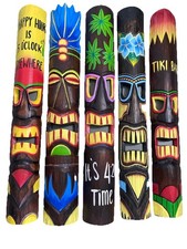 SET OF 5 40 TIKI MASK HAWAIIAN WALL ART ISLAND HOME DECOR BAR TROPICAL MASKS