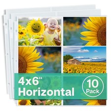 Dunwell 12x12 Scrapbook Page Protectors - 4x6 Photo 10 Pack, Crystal Clear