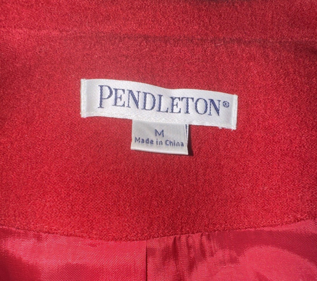 Pendleton Women's Medium Red Ruffle Wool Blazer J… - image 2