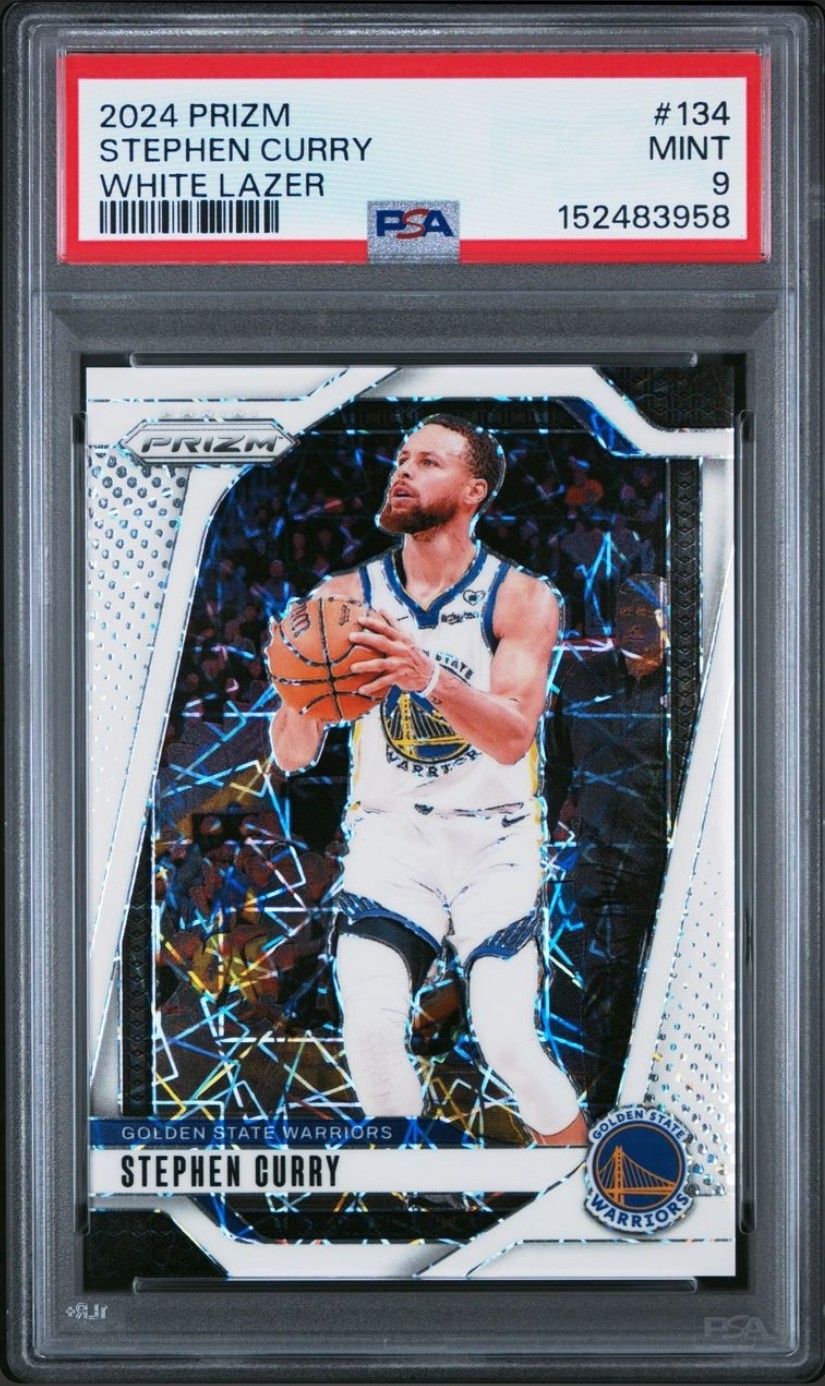 2024-25 Panini Prizm - Stephen Curry #134 White Lazer Prizm /275 PSA 9