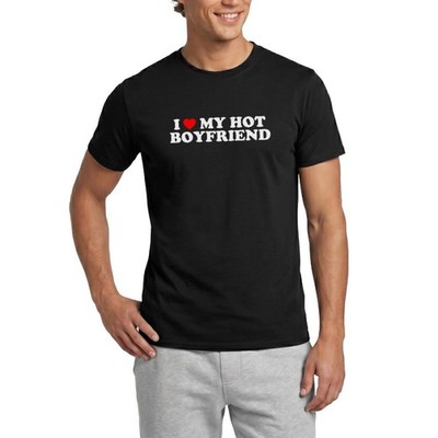 I Love My Hot Boyfriend Weiß Männer T-Shirt