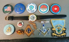 lot of 14 Vtg Freemason Masonic 1980, 90's Florida Pins Bages Watch Patches