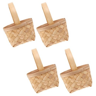 4pcs Miniaturblumenkorb Handheld gewebter Korb Haushaltsbüro Eingangskorb