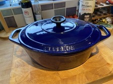 Chasseur  Cast Iron 29cm Oval Casserole - Cobalt. Excellent Condition