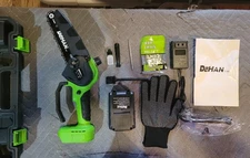 6 inch Electric Mini Cordless Handheld Chain Saw  Battery + Chain w Extras