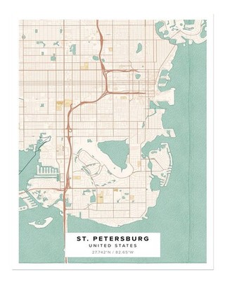 Stadtplan von St. Petersburg Wandkunst Moderner Stadtbilddruck Urbane