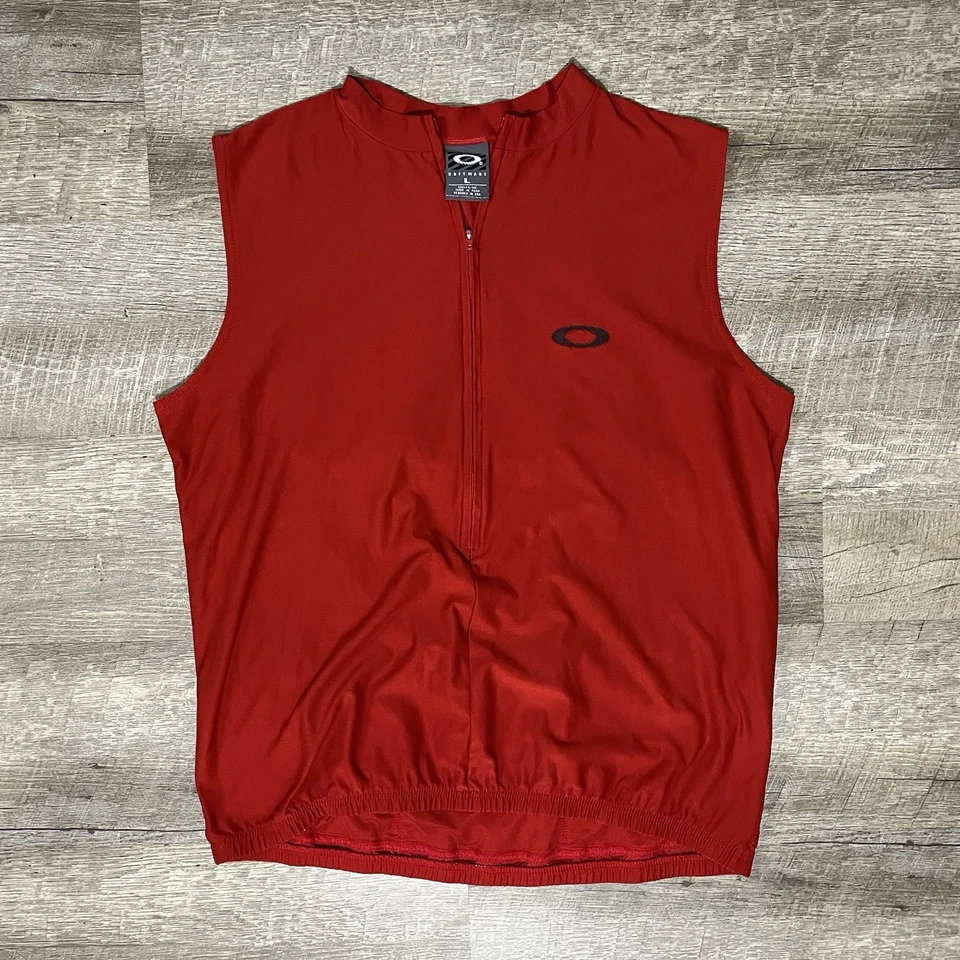 Camiseta deportiva de ciclismo Oakley Software vintage para hombre L roja Y2K años 90 cremallera manga corta Foto 2 de 4