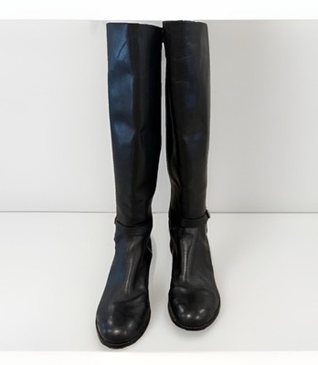 Michael Kors Arley Tall Riding Boots Black Leather Size US 8.5 Silver Hardware
