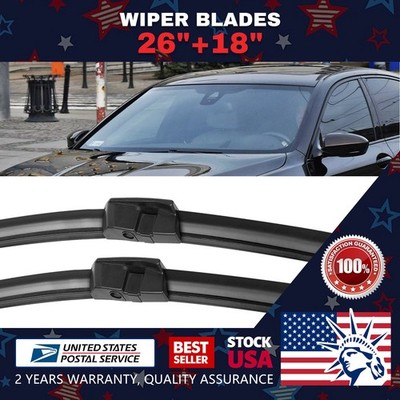 Clean Smooth 26''+18''Front Car Wiper Blades Double Rubber Brushes Windscreen