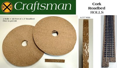 HO Cork Roadbed - Roll - 1/4'' Thick x 48 feet, 24 Feet Total Roadbed