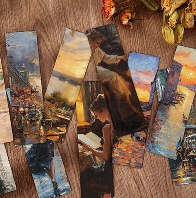 24 PC Bookmark Set Romanic Floral Scenic 1.5'' x 5.9'' New Free Ship S283