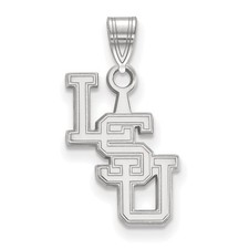 14k White Gold LogoArt Louisiana State University L-S-U Small Pendant 4W079LSU