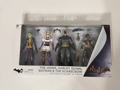 DC Batman Arkham Asylum Joker Harley Quinn Batman Scarecrow Action Figure 4 Pack