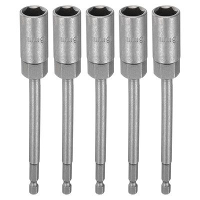 5pcs Nut Driver Drill Bit 13mm Socket 1/4'' Hex Shank 6'' Extra Long Setter