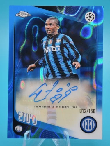 2025-26 Topps Chrome UCC Samuel Eto'o Blue Lava Refractor Auto /150 Inter Milan