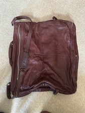 Vintage Ox blood Real Leather Suit Holder With Canvass Lining - Great Condition