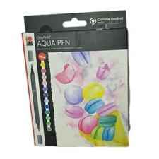 MARABU ART - GRAPHIX AQUA PEN - WATERCOLOR FELT TIP PENS - 12 PIECES