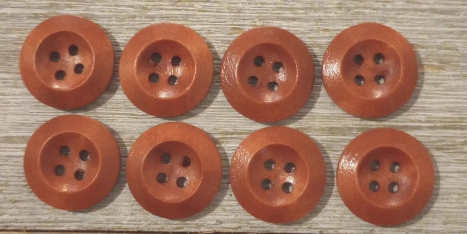 Juego de 8 botones de madera marrón café claro costura 4 agujeros 3/4 pulgadas nuevo Foto 2 de 2
