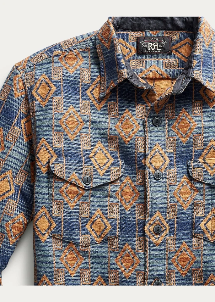 RRL Ralph Lauren Geometric Brushed Southwestern Flannel Workshirt Men 2XL XXL - Image 3 of 4