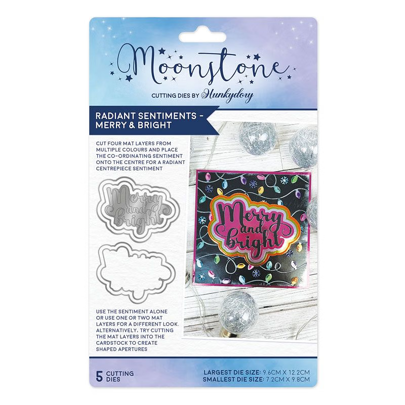 Hunkydory Moonstone - Radiant Sentiments - Merry & Bright Die Set - MSTONE1030