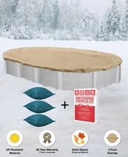 18'x34' Oval Above Ground Winter Pool Cover + 4x4 Air Pillows + Winterizing Kit