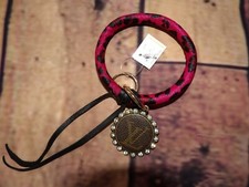 Upcycled - Pink Leopard - Bangle Wristlet / Key Ring - Authentic Tag - Bling