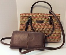 Strada Multi-color Handbag Alternate Cossbody Strap And Brown Wallet Organizer