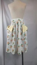 VTG Polka Dot Half Apron Cottage Style Polka Dot Grape Pattern Tie Skirt Apron