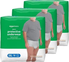 Amazon Basics Men's Incontinence Underwear Adult Diapers XXLarge XXL 42 ct