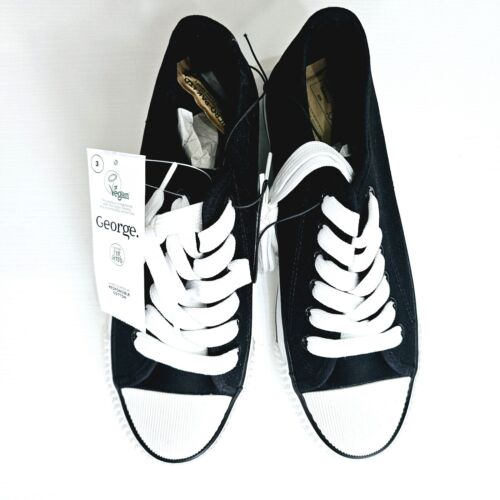 George schwarze Schnür-Canvas-Pumps Größe UK 3 NEU