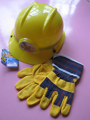 Simba Kinder Bauhelm mit Arbeitshandschuhen Baustelle Garten